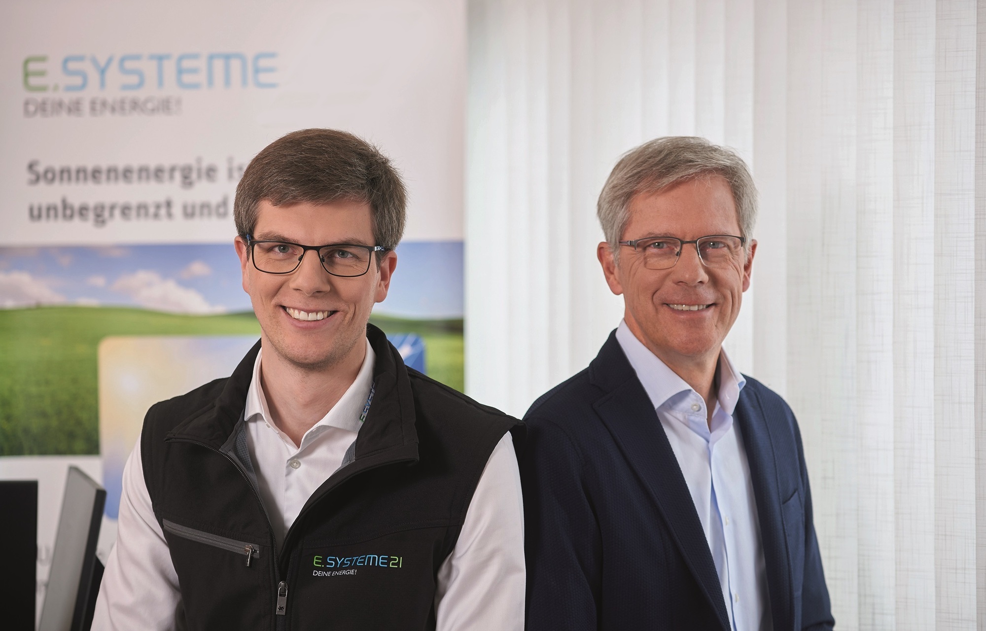 Die Geschäftsführer von e.systeme21, Jens und Norbert Unterharnscheidt. Foto: e.systeme21